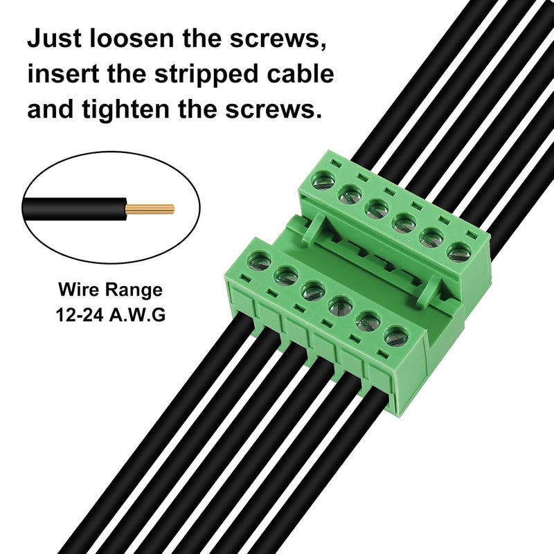 Meimom 5PCS 6 Pin 5.08mm Pitch Pluggable PCB Angle Screw Terminal Block Plug Connector Socket Panel Mount DIY with 5Pcs 6Pin Phoenix Plug - Image 4